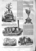 Old Antique Print 1858 Velocipede Prince Wales Tomb Bombay Fusiliers Aden 19th