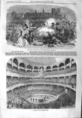 Old Antique Print 1858 Huguenots Majesty Theatre American Circus Alhambra 19th