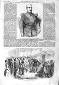 Original Old Antique Print 1858 Duke Malakoff French Ambassador England Dover
