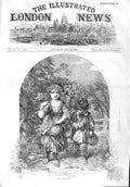 Original Old Antique Print 1858 May Children Gathering Flowers Chickens Spring