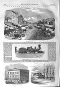 Old Antique Print 1858 Broadway Louis Train Engine Mississippi Vincennes 19th