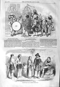Old Antique Print 1858 May Day Costumes Cagliari Island Sardinia Peasants 19th