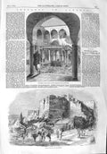 Old Antique Print 1858 Fountain Court Barracks Janissaries Algiers Wall 19th