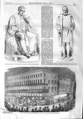 Original Old Antique Print 1858 Statue Jenner Galileo Madri Gras Orleans 19th