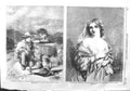 Original Old Antique Print 1858 Hunting Sport Mountains Portrait Beautiful Lady