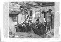 Original Old Antique Print 1858 Interior Family Home Knitting Spinnin Victorian