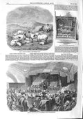 Original Old Antique Print 1858 Sheep Hobbs Fire-Indicator Court Westminster