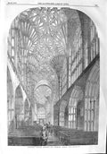 Original Old Antique Print 1858 Interior Sherbourne Minster Cathedral Archi 19th