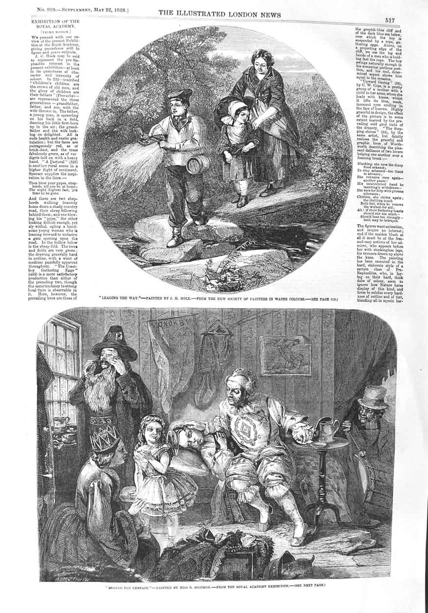 Original Old Antique Print 1858 Royal Academy Art Agriculture Theatre Scene