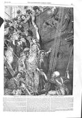 Original Old Antique Print 1858 Ship Scene Passengers Eastward Ho Victorian