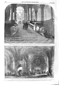 Old Antique Print 1858 Palazzo Strada Balbi Genoa Interior Evening Scene 19th