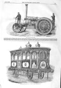 Original Old Antique Print 1858 Bray Patent Traction Engine Railway Carriag 19th