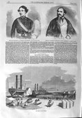 Old Antique Print 1858 Levee New Orleans Ships Major Saunders Lieutenant 19th