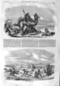 Old Antique Print 1858 Camel Boilers Isthmus Suez Horses Carriage Desert 19th