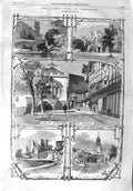 Old Antique Print 1858 Earl Leicester Hospital Warwick Kenilworth Castle 19th