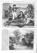 Original Old Antique Print 1858 Chapel Borromeo Weybridge Duchess Orleans Navy