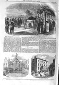 Original Old Antique Print 1858 Funeral Military Storekeeper Woolwich Hospital