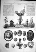 Original Old Antique Print 1858 Pulszky Gems Bronzes Carvings Watson Victorian