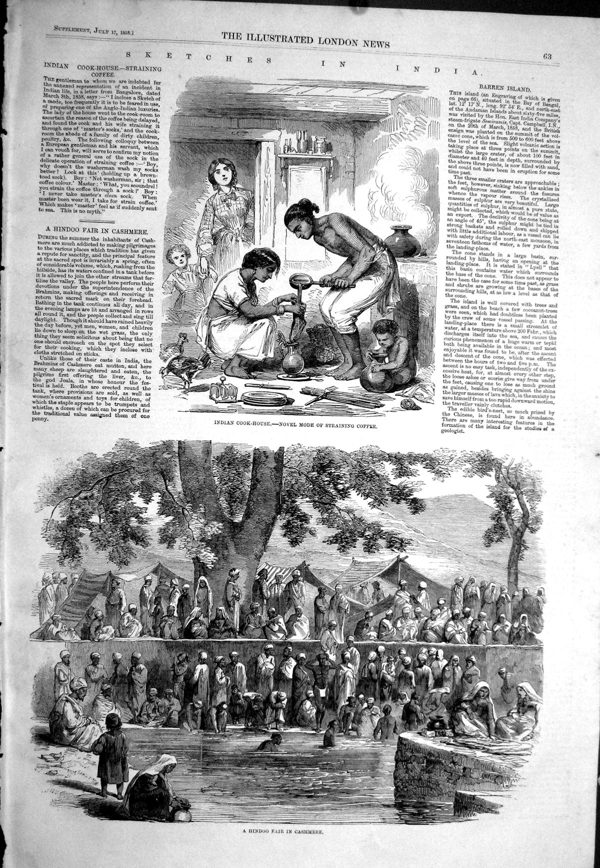 Old 1858 India Cook House Hindoo Fair Cashmere Asylum Children Coulsd Victorian
