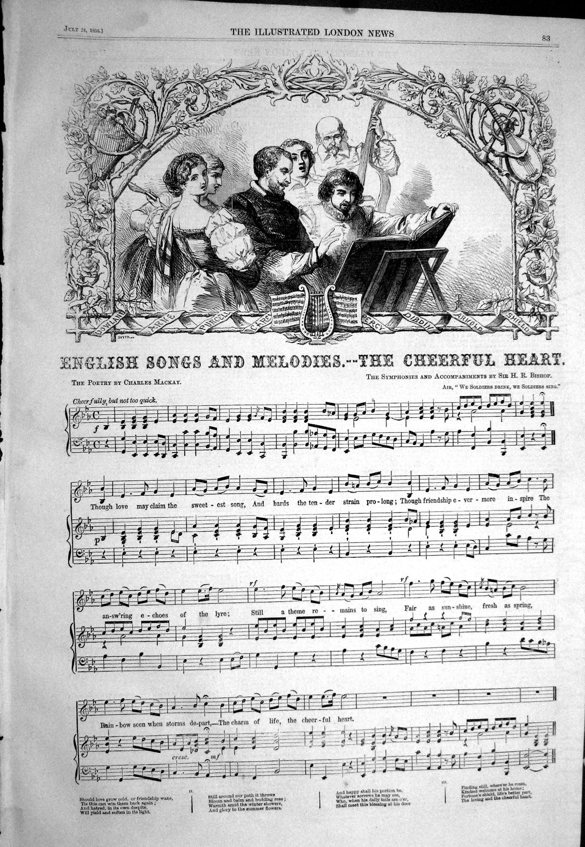 Old 1858 Sheet Music English Songs Melodies Cheerful Heart Charles Ma Victorian
