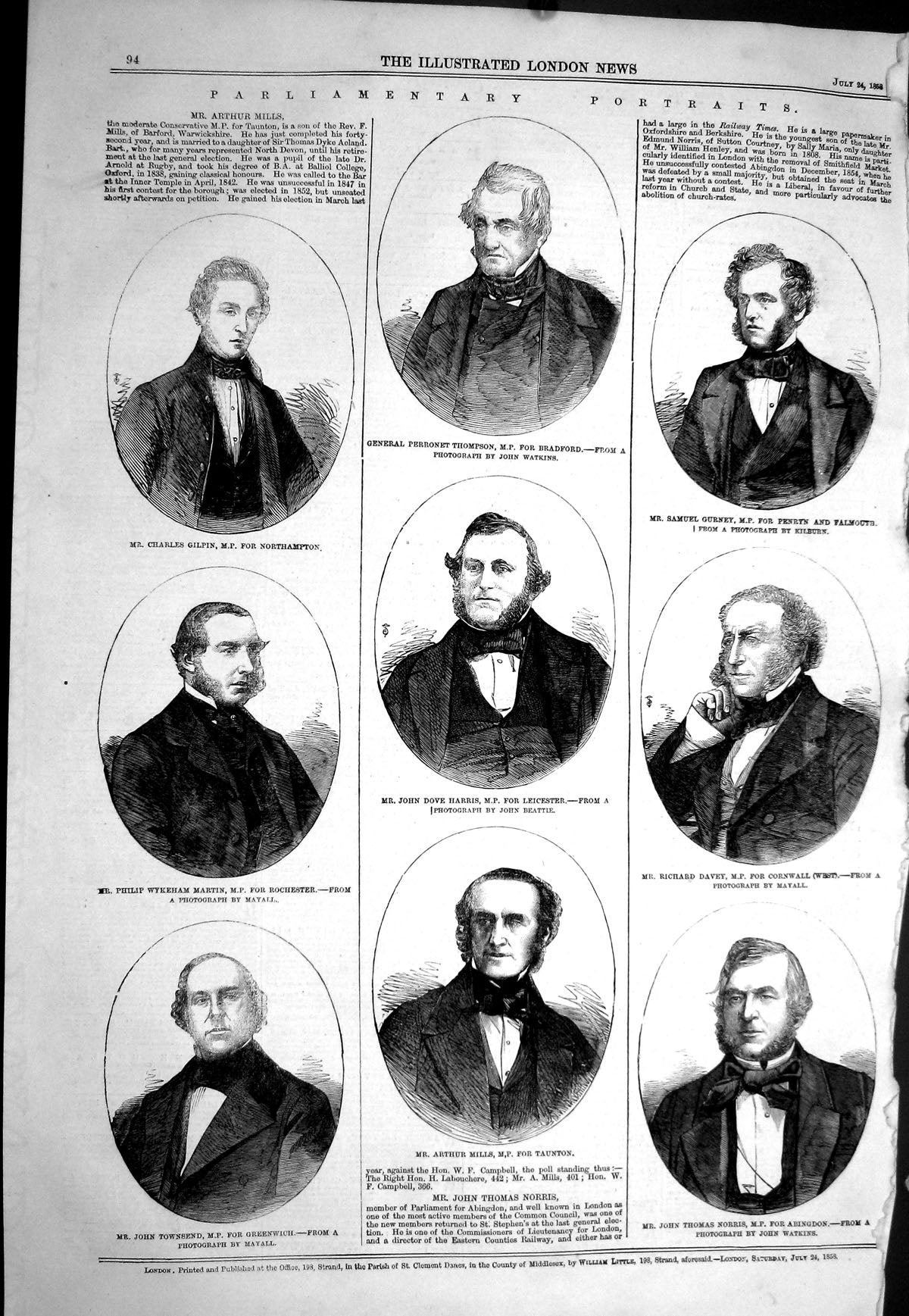Old 1858 Parliament Gilpin Martin Townsend Mills Harris Thompson Gurn Victorian