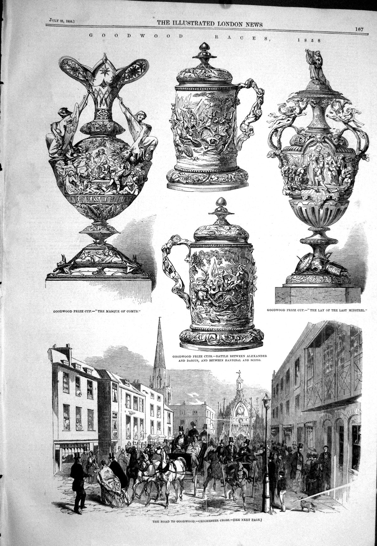 Old 1858 Goodwood Race Cups Masque Comus Darius Minstrel Chichester C Victorian