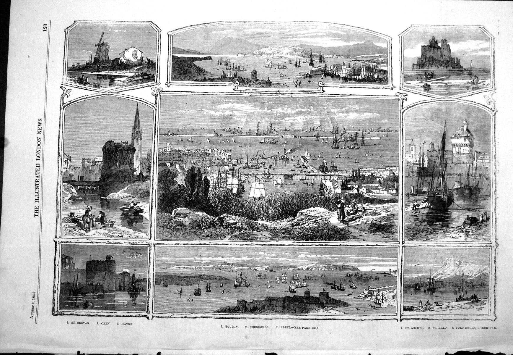 Old 1858 Cherbourg France Toulon St. Michel Malo Fort Roule Servan Ca Victorian