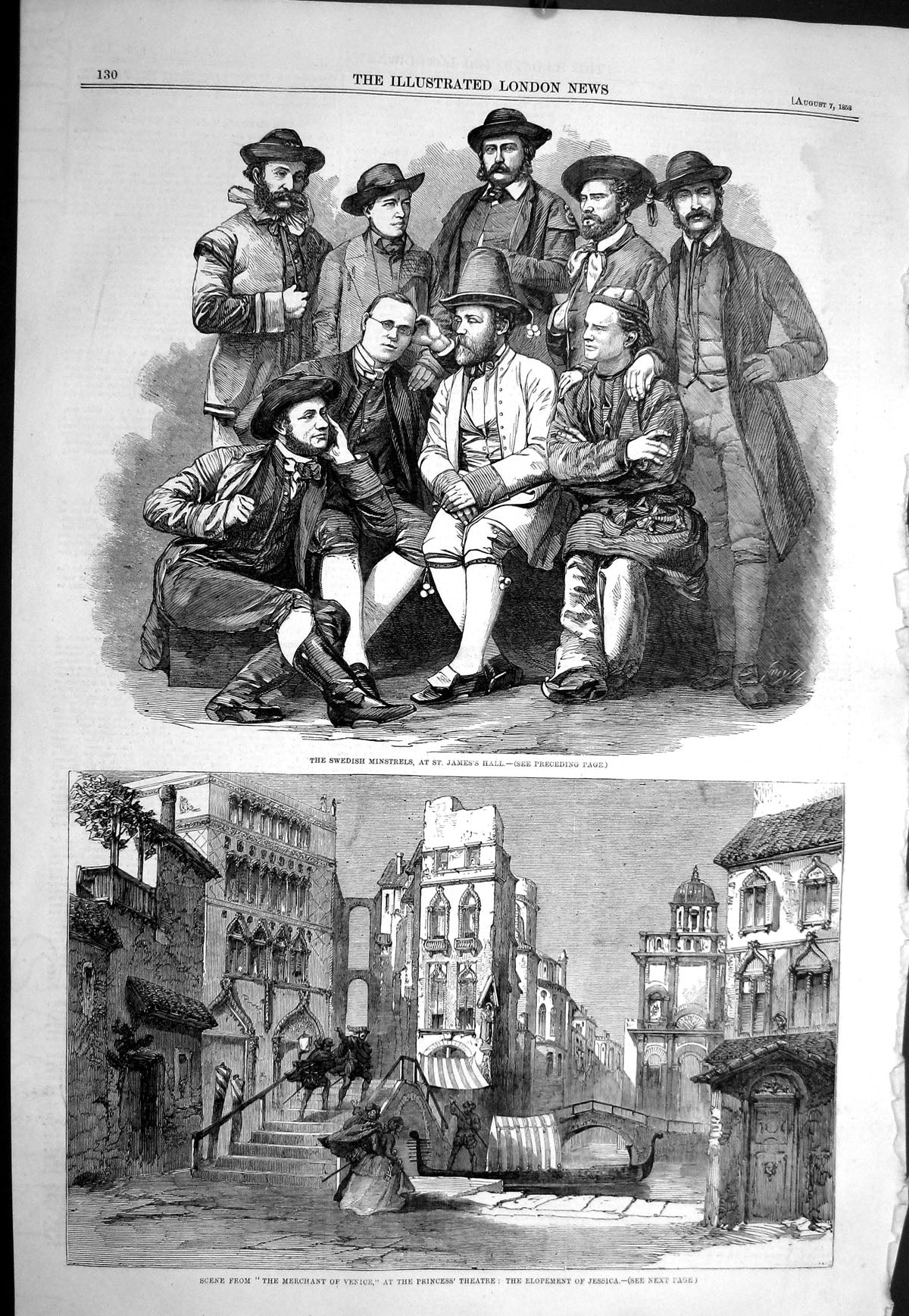Old 1858 Swedish Minstrels St. James'S Hall Merchant Venice Princess Victorian