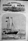 Old Antique Print 1858 Cherbourg Fetes Royal Yacht Ship Passing Needles 19th