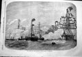 Old Antique Print 1858 Cherbourg Fetes Ships Arrival Majesty Queen France 19th