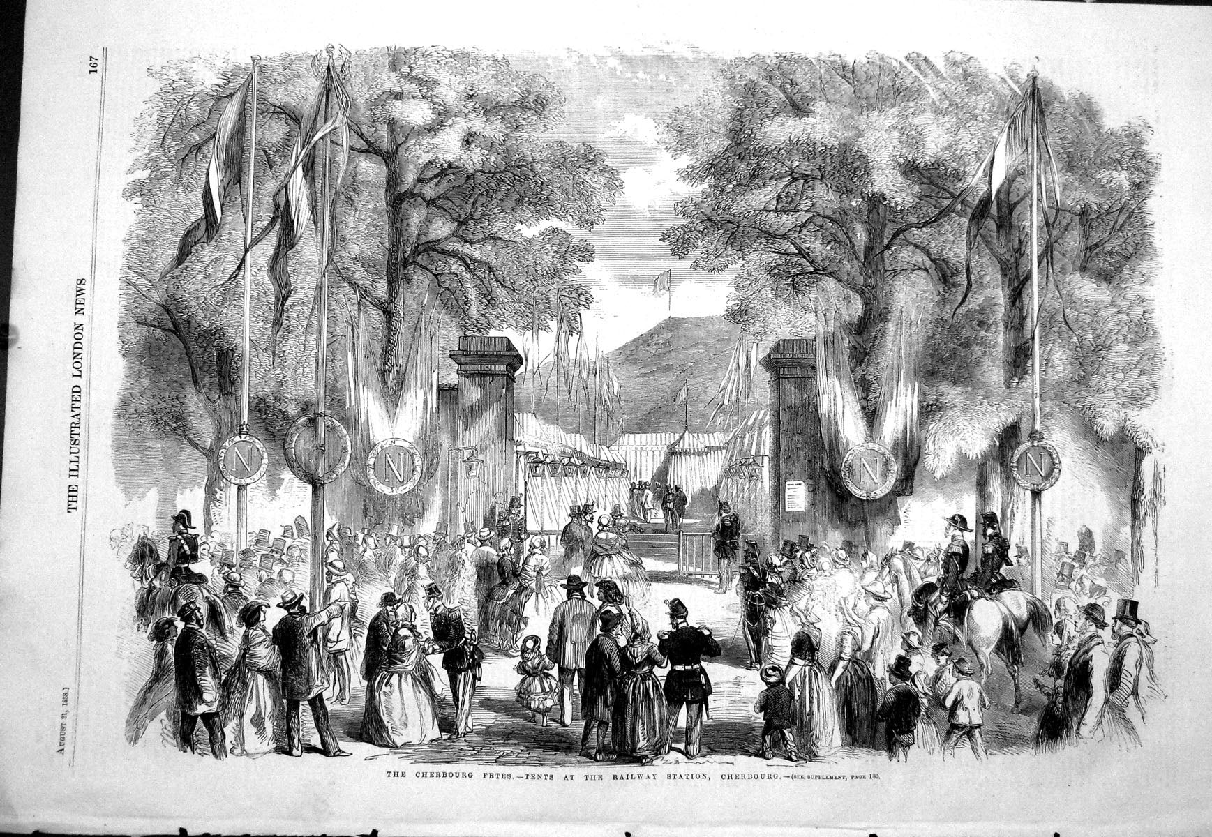 Old 1858 Cherbourg Fetes Tents Railway Station Cherbourg France Enter Victorian
