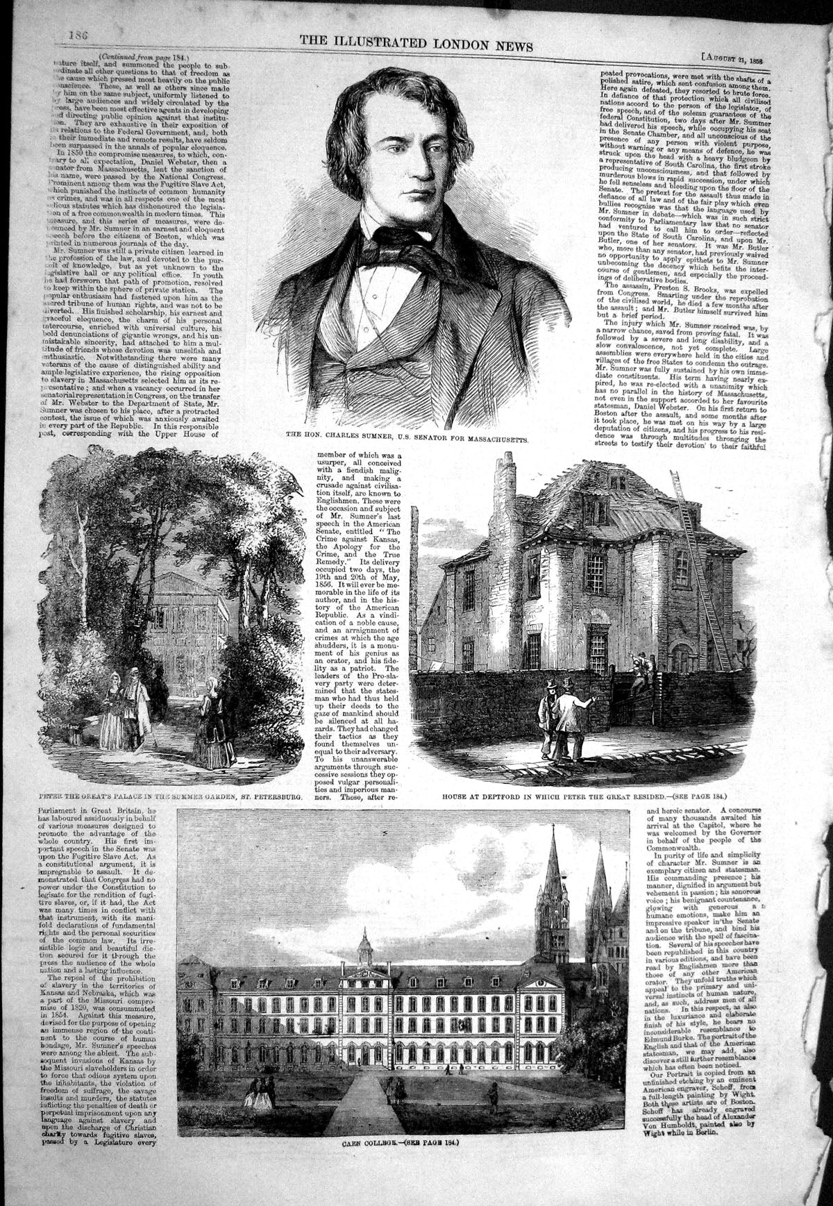 Old 1858 Caen College Charles Sumner Massachusetts House Deptford Pet Victorian