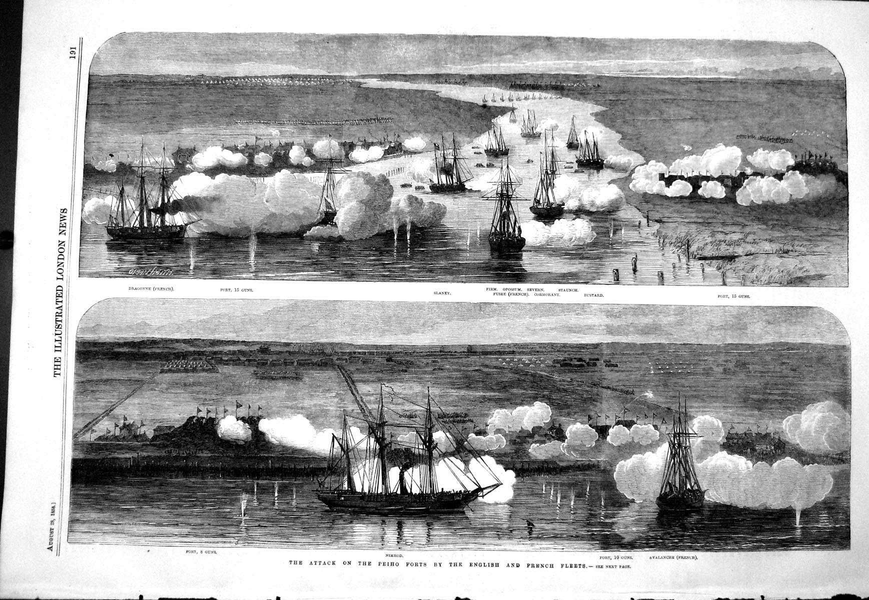 Old 1858 Peiho Forts Ships Nimrod Avalanche Firm Dragonne Slaney Bust Victorian