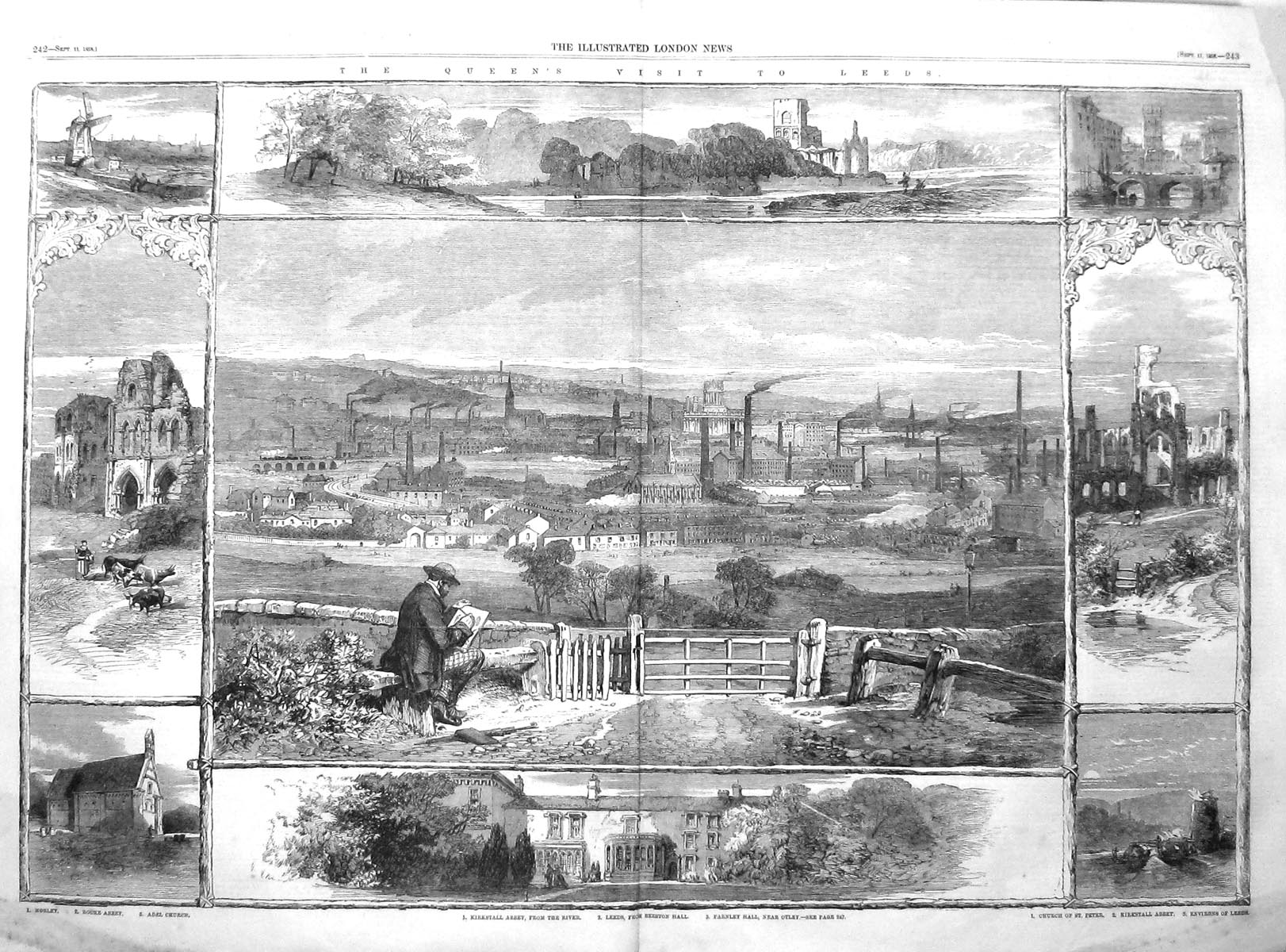 Old 1858 Queen Leeds Kirkstall Abbey Church Peter Farnley Hall Beesto 19th