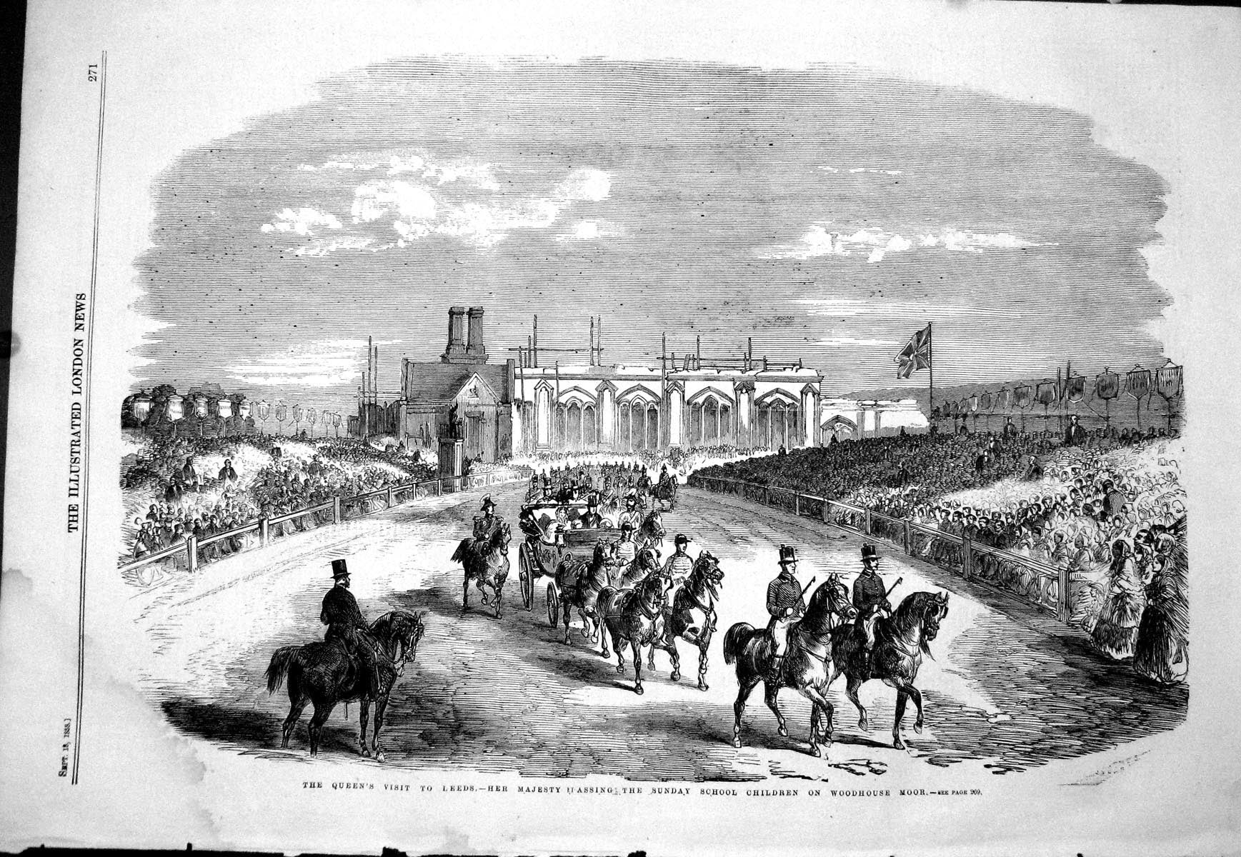 Old 1858 Queen Leeds Procession Sunday School Children Woohouse Moor Victorian