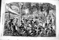 Antique Old Print 1858 Scene Harvest Home Music Dancing Entertainment Godwin