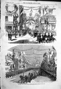 Old 1858 Queen Leeds Boar-Lane Royal Cortege Procession Briggate Engl Victorian