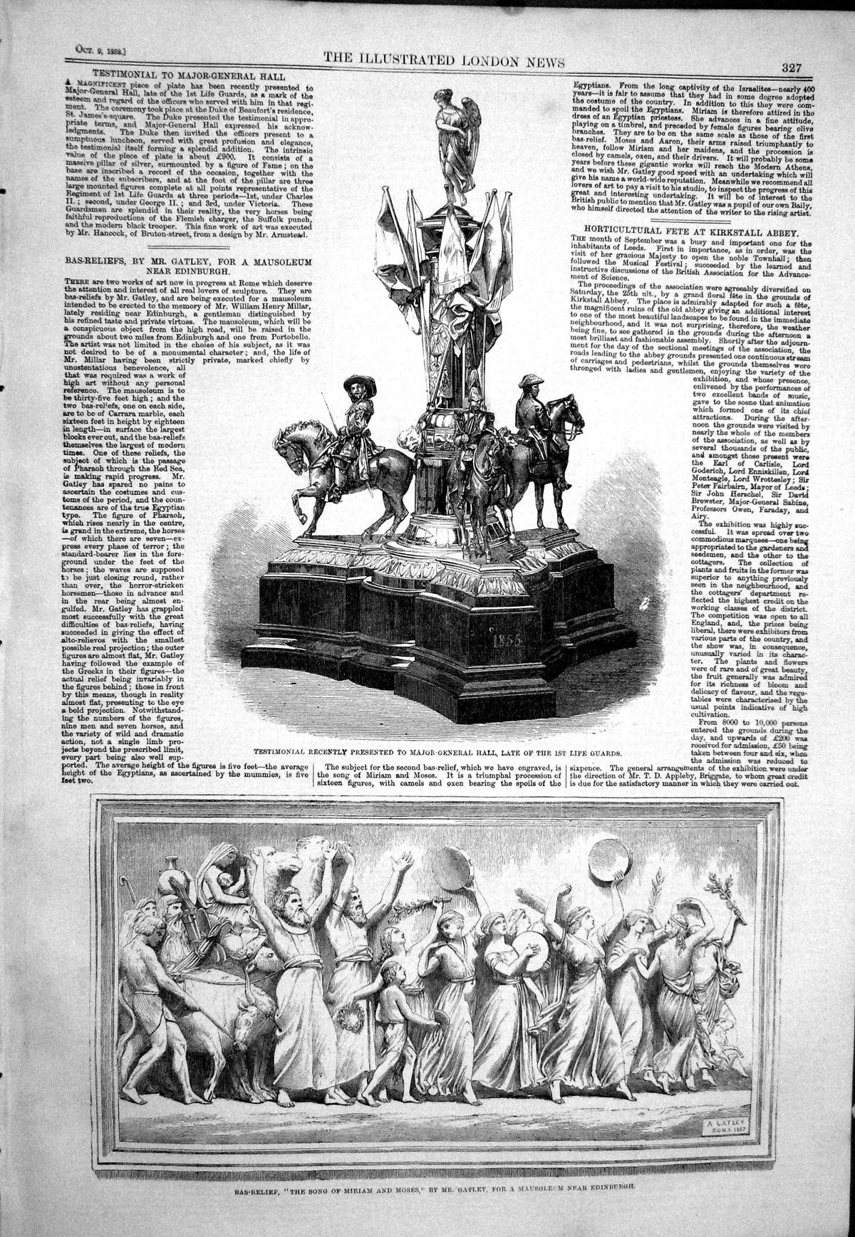 Old 1858 Bas-Relief Song Miriam Moses Mausoleum Edinburgh Testimonial Victorian