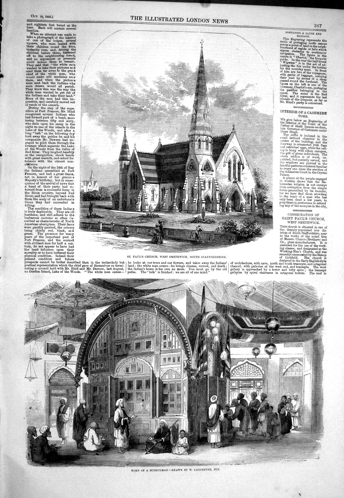 Old 1858 St. Paul'S Church Smethwick Staffordshire Tomb Mussulman Car Victorian