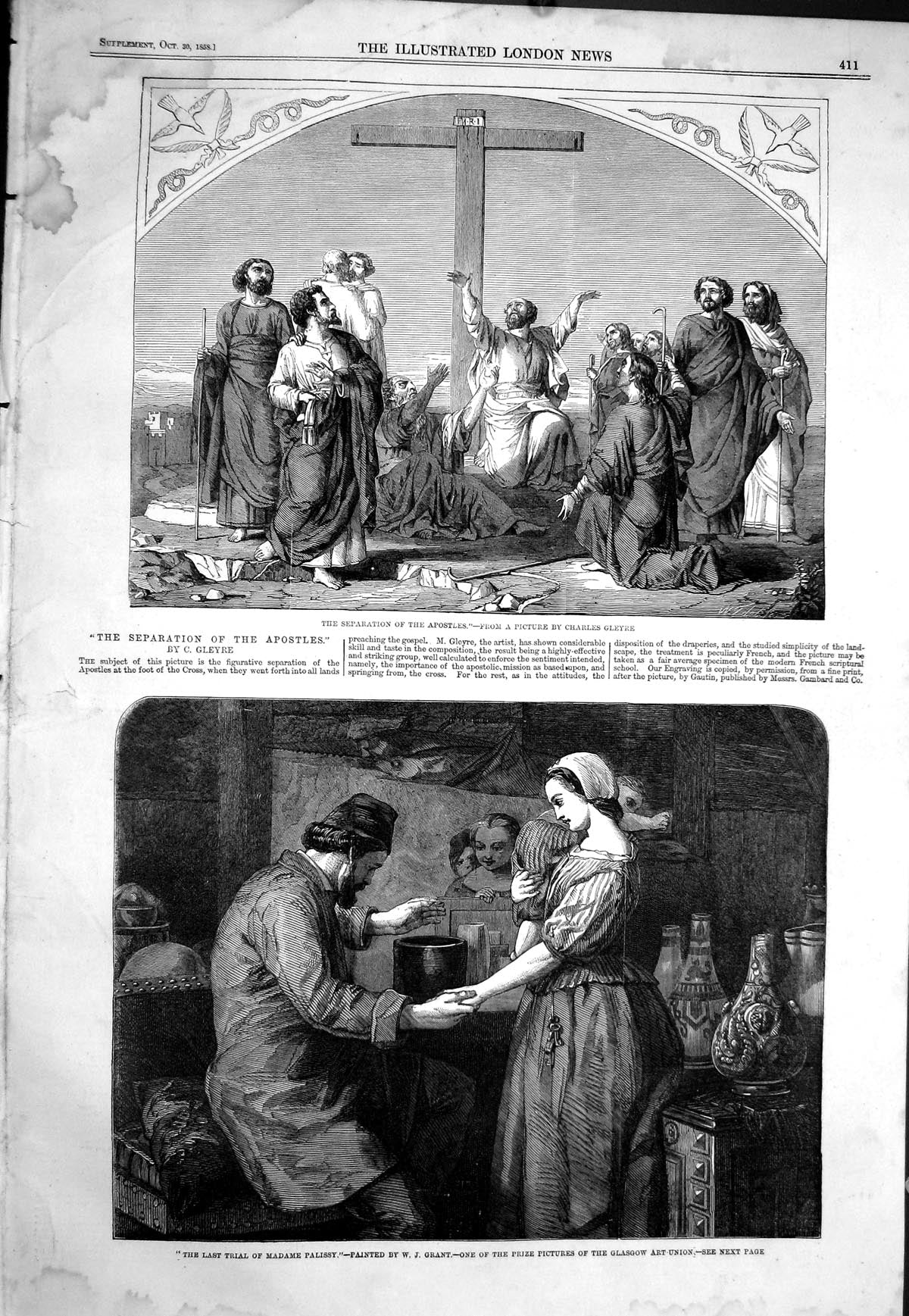 Old 1858 Separation Apostles Charles Gleyre Last Trial Madame Palissy Victorian
