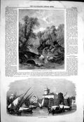 Old 1858 Welsh River Scenery Wales View Port Leghorn Boats Buildings Victorian