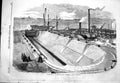 Original Old Antique Print 1858 View Dock Ships Chatham Yard Kent England 19th