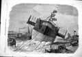 Original Old Antique Print 1858 Launch Steam Ship Paramatta Blackwall Victorian