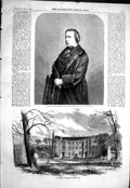 Old Print 1858 Count Montalembert Portrait Ham House Surrey Architecture 19th