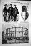 Old Print 1858 Yeomen Guard Costume Gasher Gas Works Bethnal Green Minst 19th