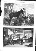 Antique Print 1858 Fine Art Flatou Humble Fare Donkey Family Home Children 19th