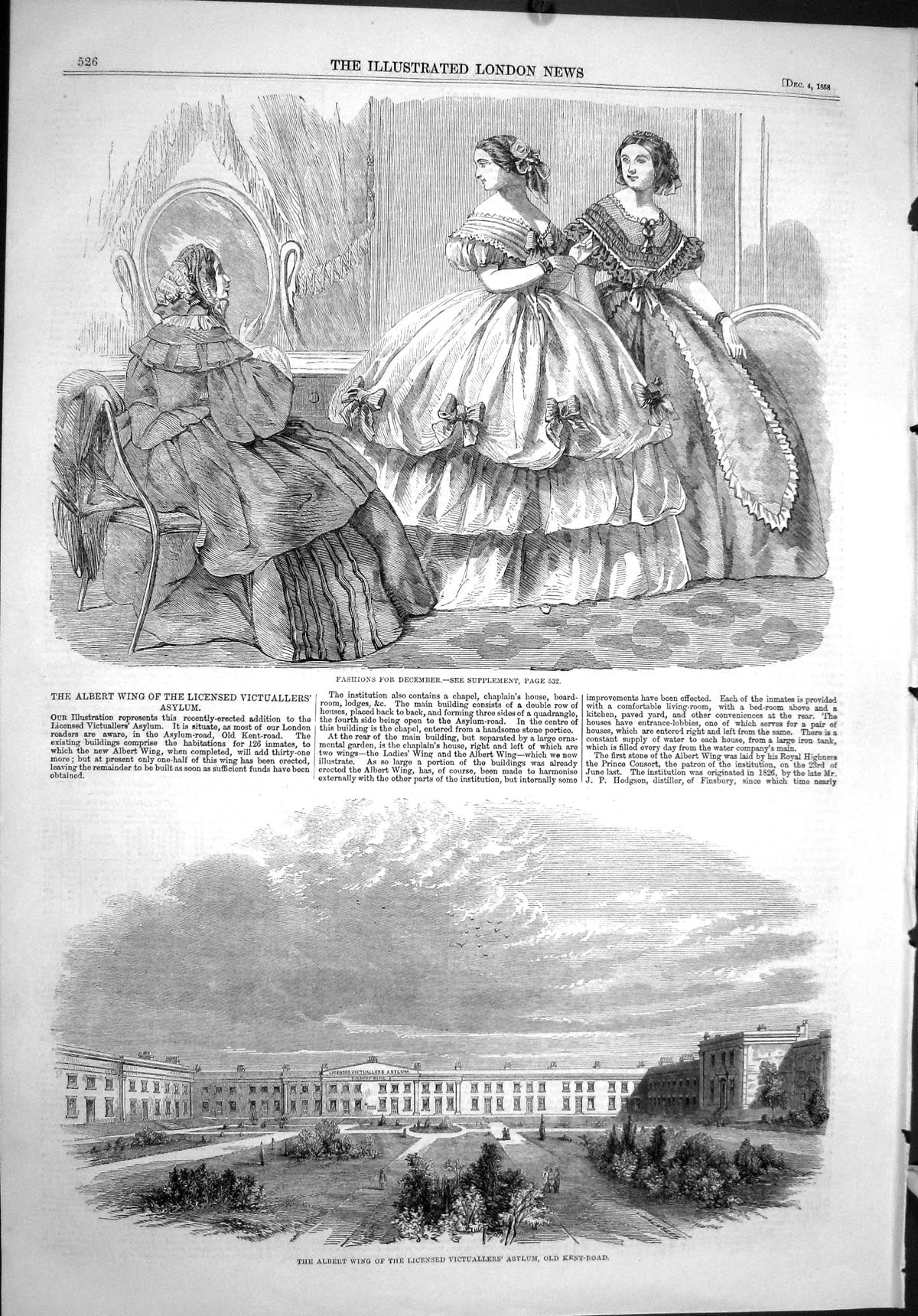Old 1858 Ladies Fashion December Albert Wing Licensed Victuallers Asy Victorian