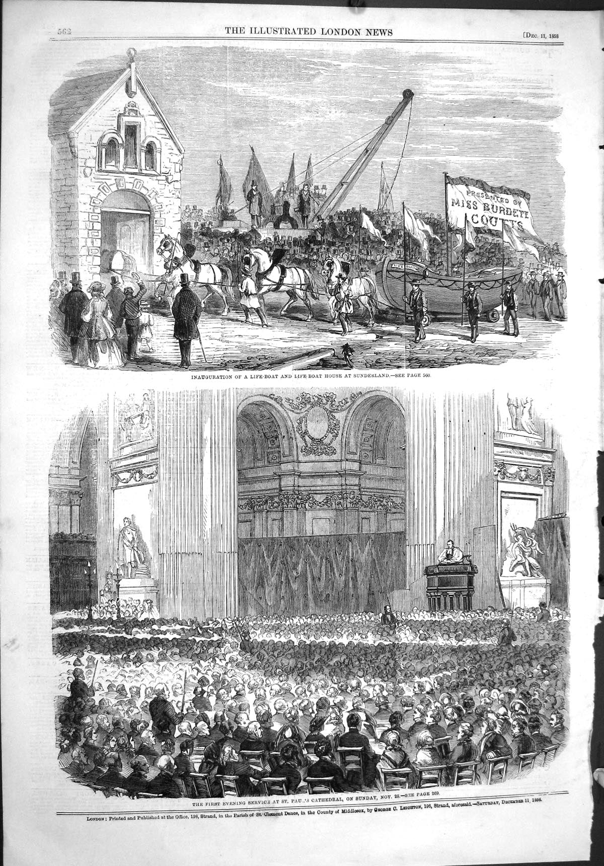 Old 1858 Inauguration Life-Boat House Sunderland Paul'S Cathedral Eve Victorian