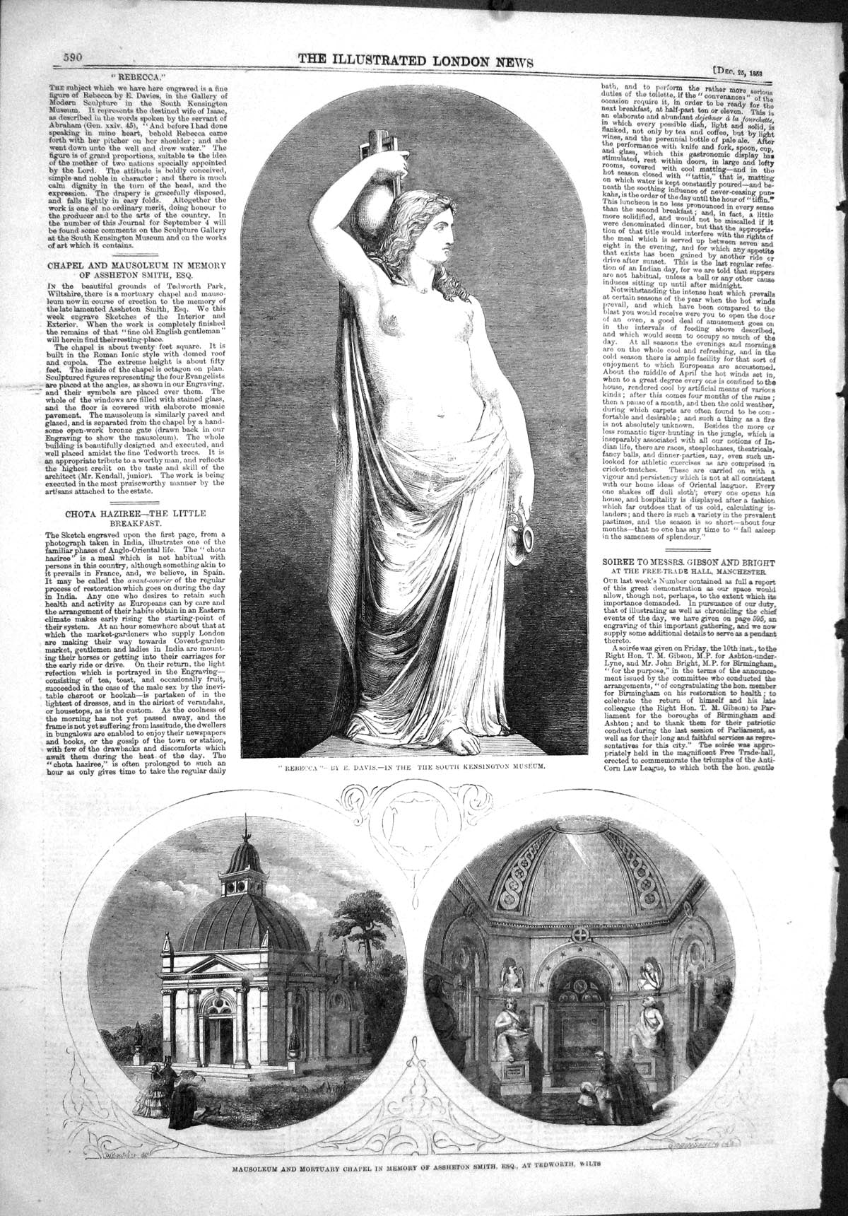 Old 1858 Statue Rebecca Mausoleum Mortuary Chapel Assheton Smith Tedw Victorian