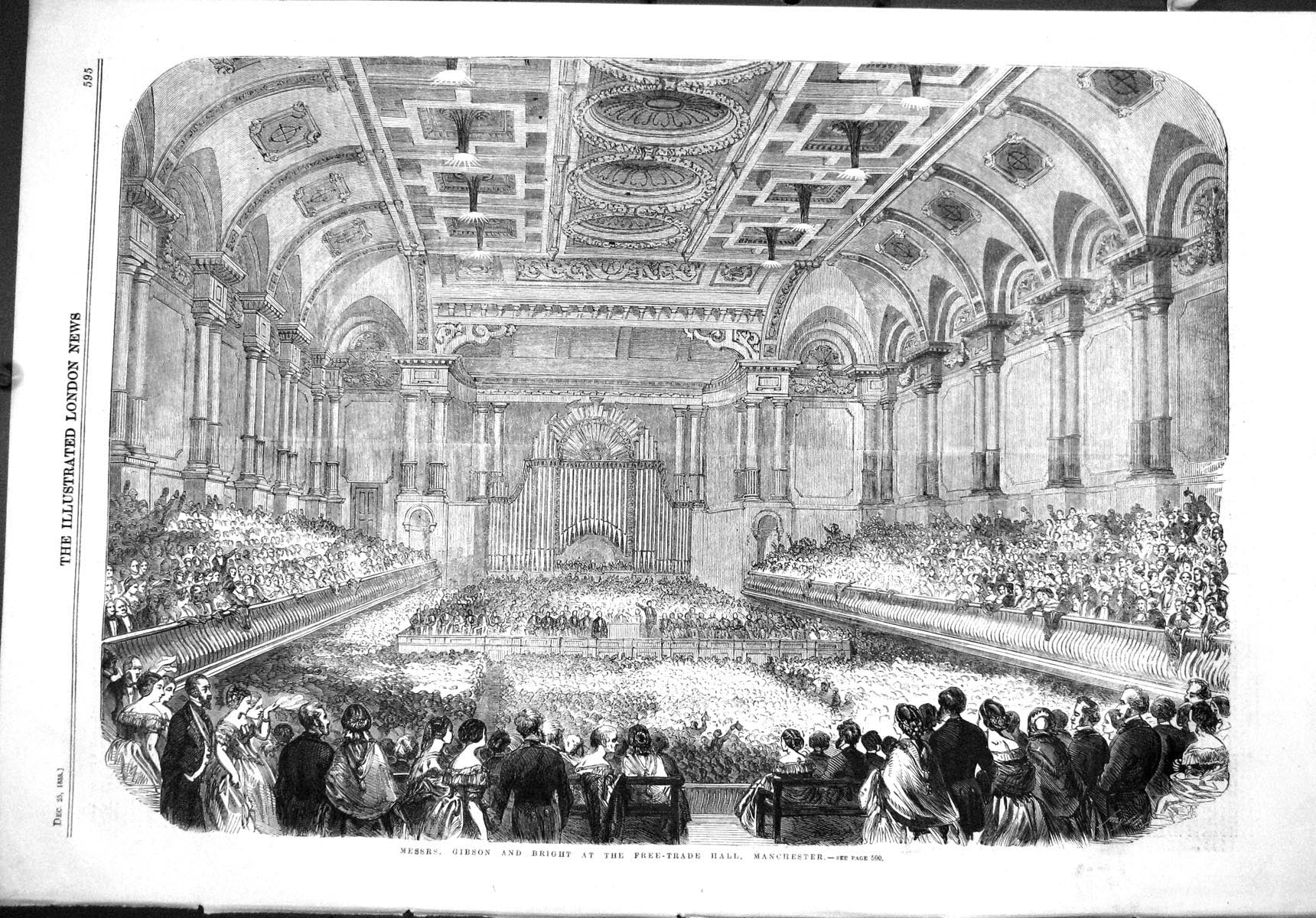 Old 1858 Messrs. Bibson Bright Free-Trade Hall Manchester Architectur Victorian